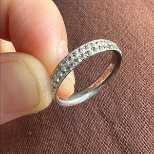 Sterling Silver Crystal Pavé Band Ring - Silver